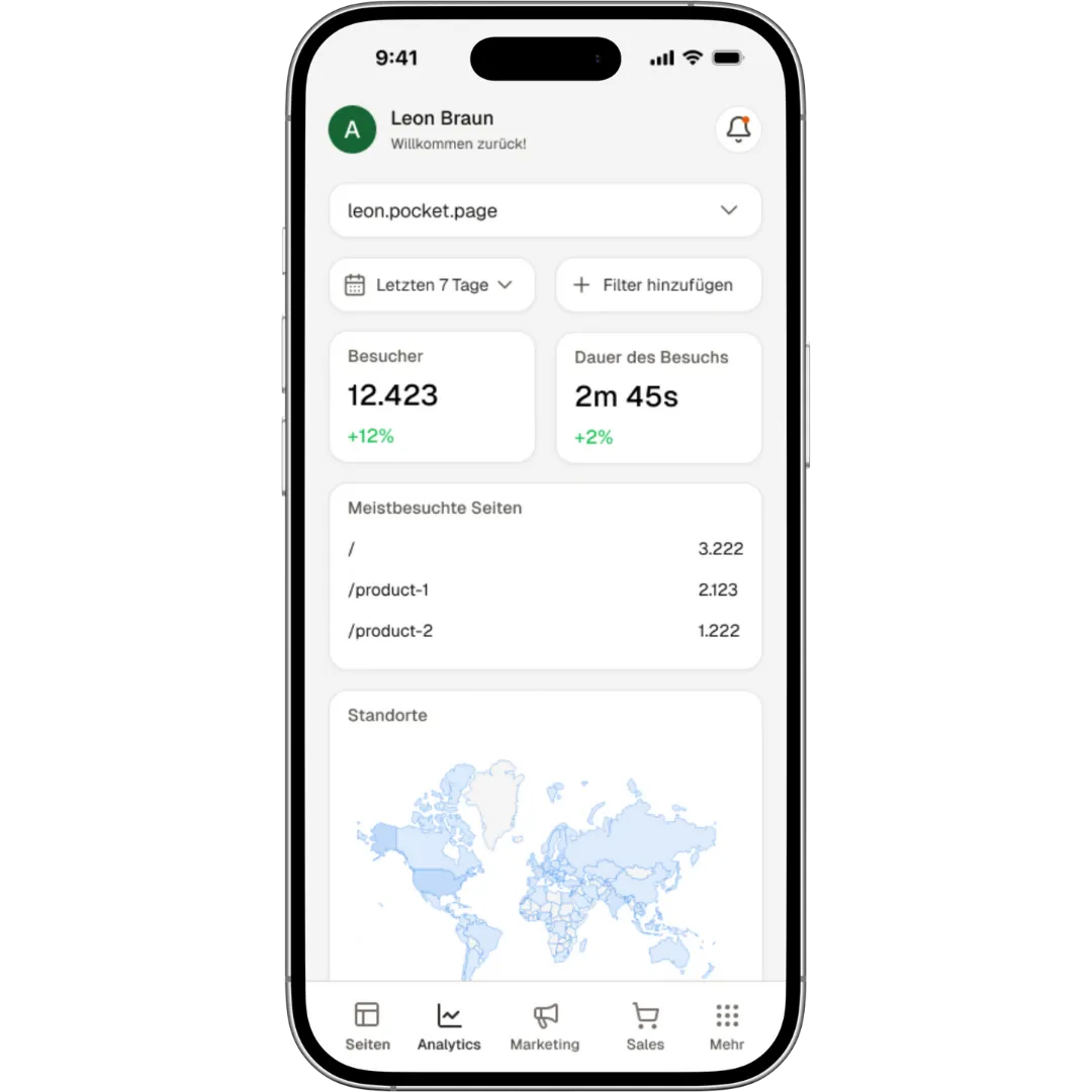 pocket.page Real Time Business Intelligence Dashboard