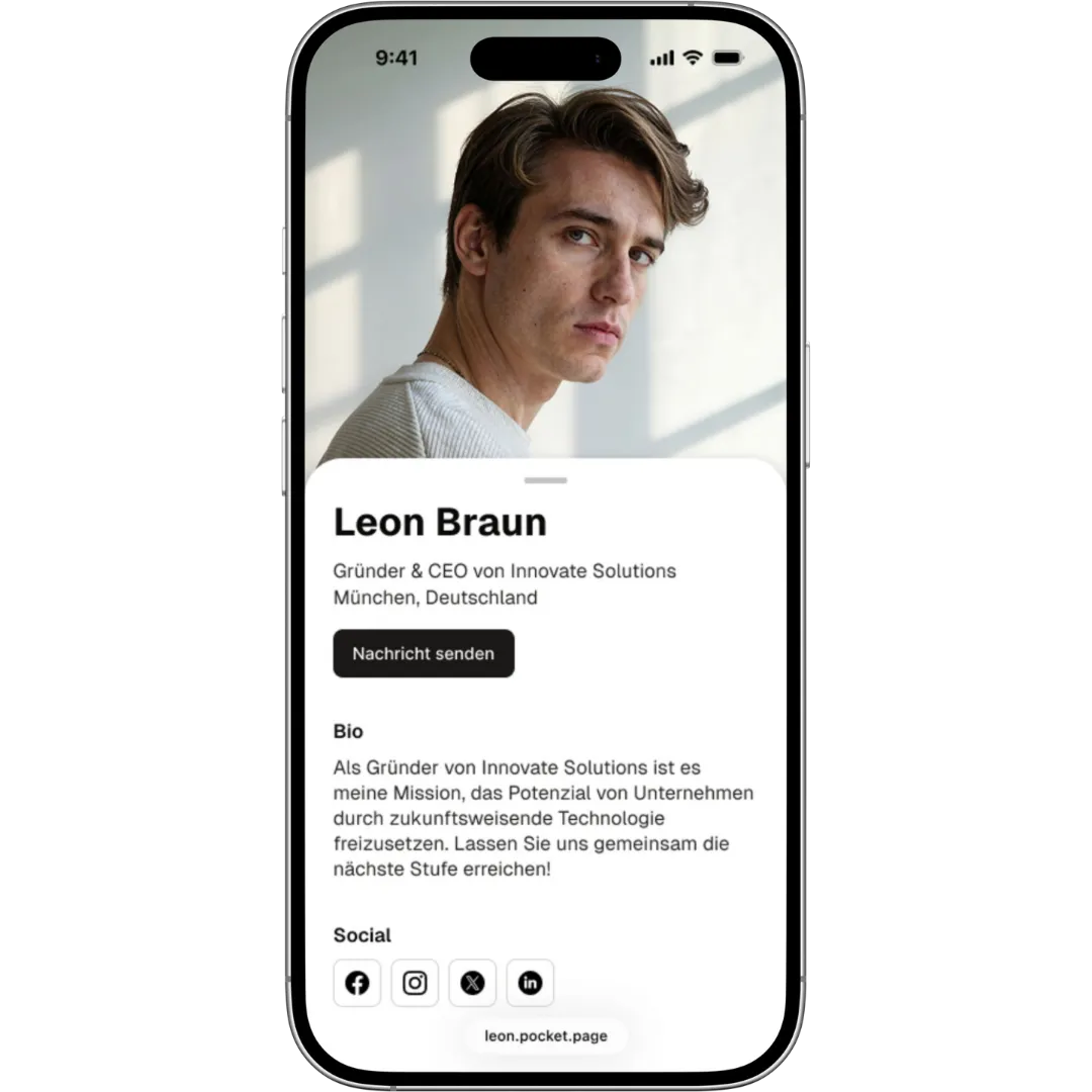 pocket.page App Vorschau auf einem Smartphone